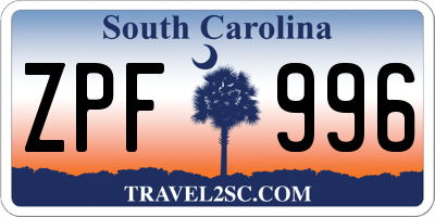 SC license plate ZPF996