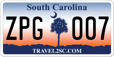 SC license plate ZPG007