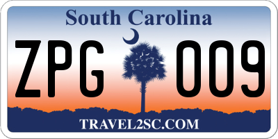 SC license plate ZPG009