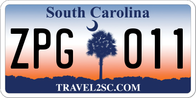 SC license plate ZPG011
