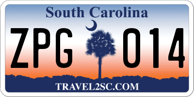 SC license plate ZPG014