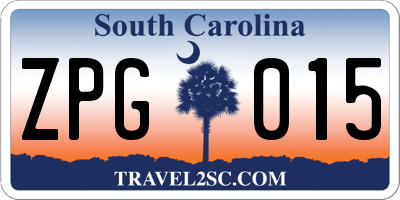SC license plate ZPG015