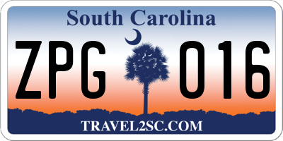 SC license plate ZPG016