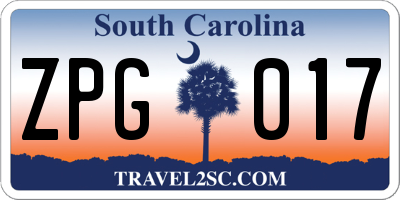 SC license plate ZPG017