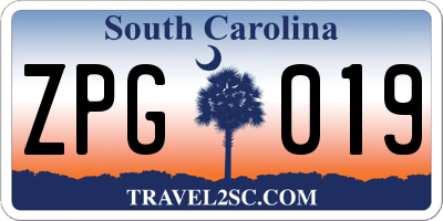 SC license plate ZPG019