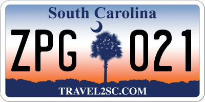 SC license plate ZPG021