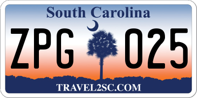 SC license plate ZPG025