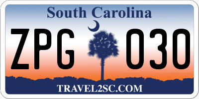 SC license plate ZPG030