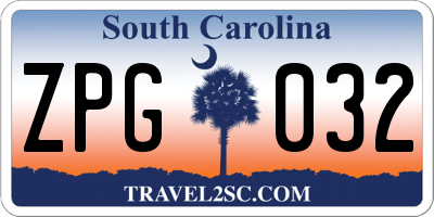 SC license plate ZPG032