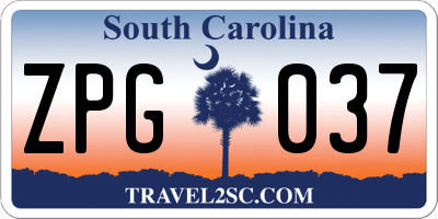 SC license plate ZPG037