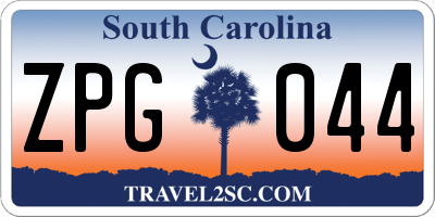 SC license plate ZPG044