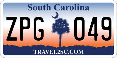 SC license plate ZPG049