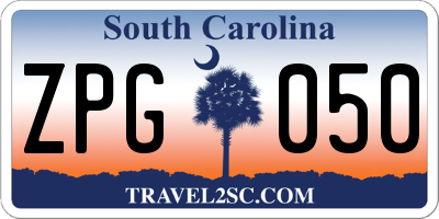 SC license plate ZPG050