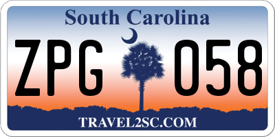 SC license plate ZPG058