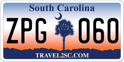 SC license plate ZPG060