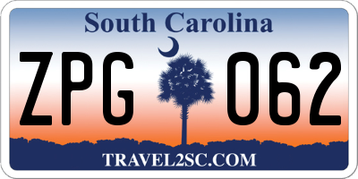 SC license plate ZPG062