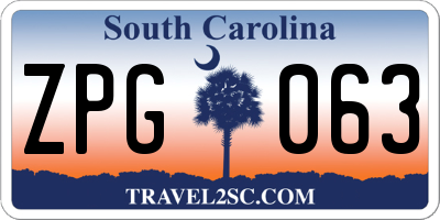SC license plate ZPG063
