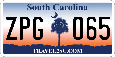 SC license plate ZPG065