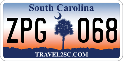SC license plate ZPG068