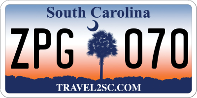 SC license plate ZPG070