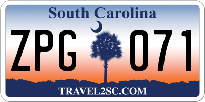 SC license plate ZPG071