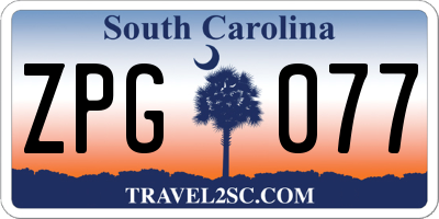 SC license plate ZPG077