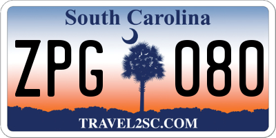 SC license plate ZPG080