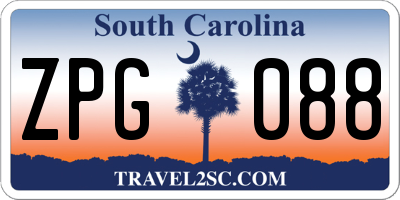 SC license plate ZPG088