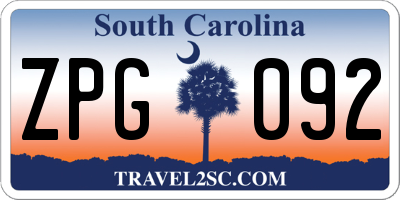 SC license plate ZPG092