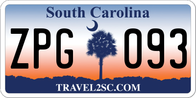 SC license plate ZPG093