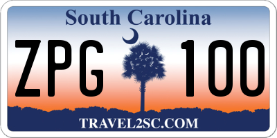 SC license plate ZPG100