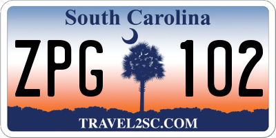 SC license plate ZPG102