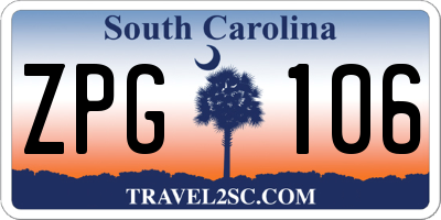 SC license plate ZPG106