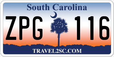 SC license plate ZPG116