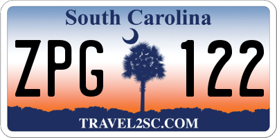 SC license plate ZPG122