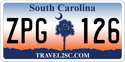 SC license plate ZPG126
