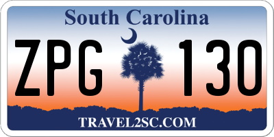 SC license plate ZPG130