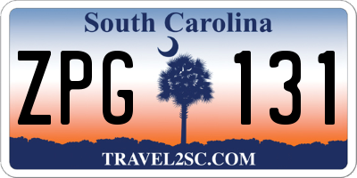 SC license plate ZPG131