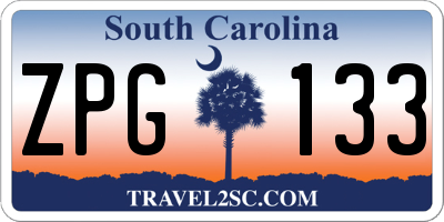 SC license plate ZPG133