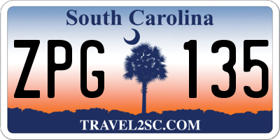 SC license plate ZPG135