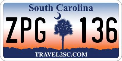 SC license plate ZPG136