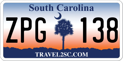 SC license plate ZPG138