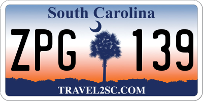 SC license plate ZPG139