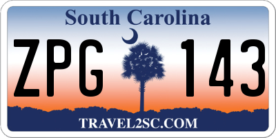 SC license plate ZPG143