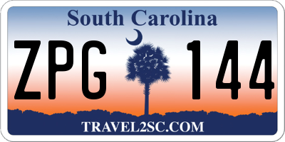 SC license plate ZPG144