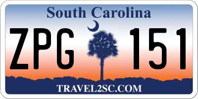 SC license plate ZPG151