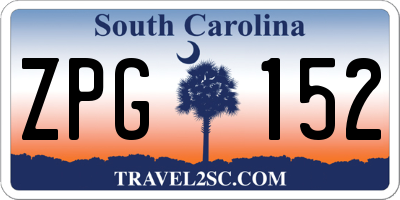 SC license plate ZPG152