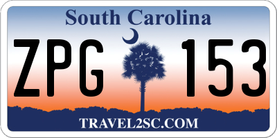 SC license plate ZPG153