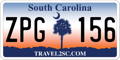 SC license plate ZPG156