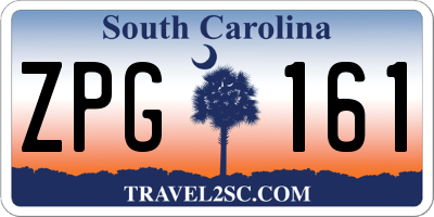 SC license plate ZPG161
